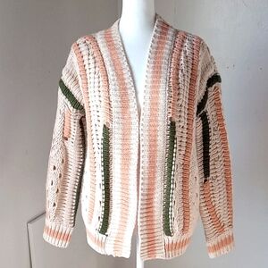 Sage The Label Chunky Knit Cardigan Cream Green  Size XS